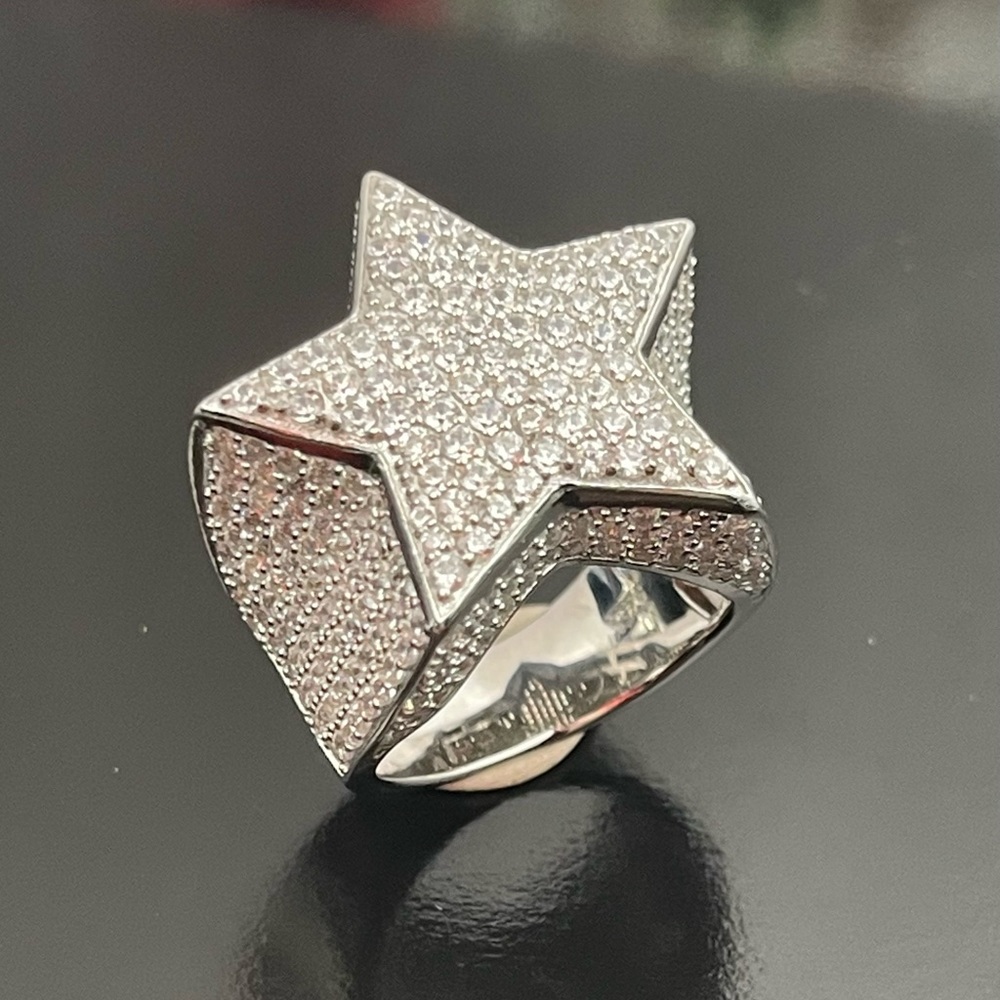 Solid 925 Silver Large Star Ring Size 11,10,9,8,7… - image 1